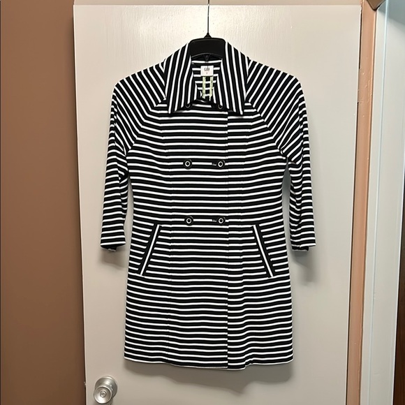 CAbi Black and White Striped Trench Coat - Picture 1 of 3